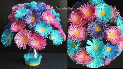 Plastic Bottle Flower Vase Craft - Paper Flowers - Plastic Bottle Guldasta