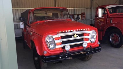 Bunny Brown shows the trucks at the site for the proposed truck museum