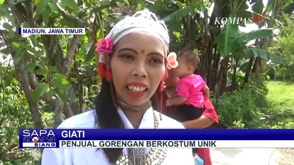 Tarik Perhatian Pembeli, Penjual Gorengan Ini Pakai Kostum Nyi Blorong