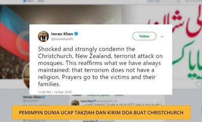 Pemimpin dunia ucap takziah dan kirim doa buatChristchurch