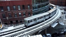 Train passes between Huge Buildings-Amazing