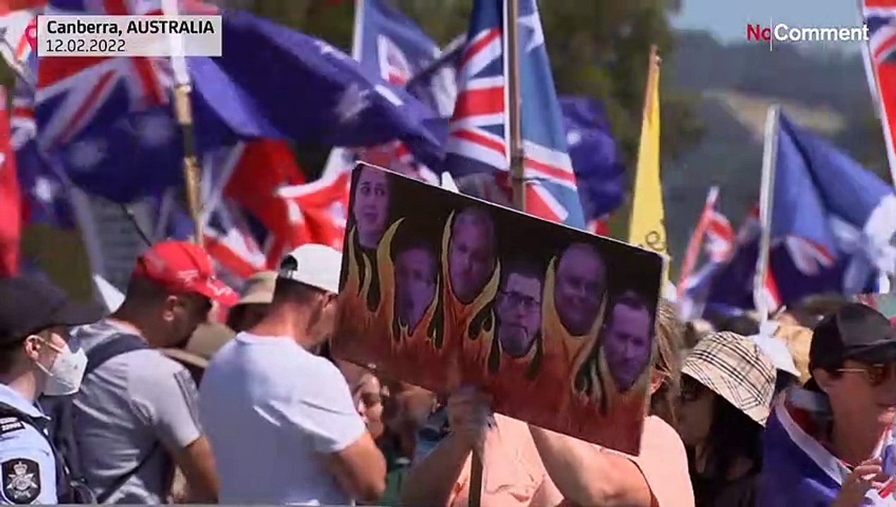 Demo against COVID-19 vaccines in Canberra, Australia