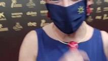 Yolanda Diaz en la alfombra roja de los premios Goya: 