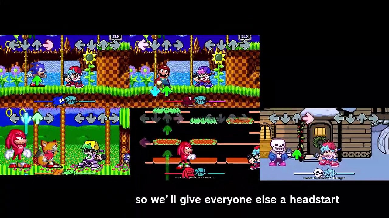 Friday Night Funkin_ VS Dorkly Sans + VS Mario, Sonic, Luigi & Knuckles _ For Hire Song (FNF Mod)