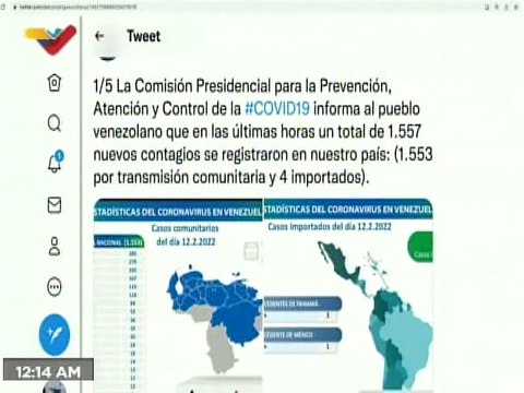 COVID-19 | Venezuela registró 1.553 casos comunitarios, 4 importados y 484.843 pacientes recuperados