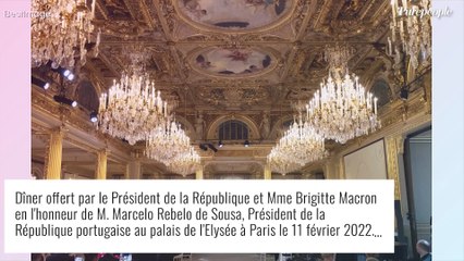 Brigitte Macron très élégante au bras d'Emmanuel Macron, pour un grand dîner à l'Elysée