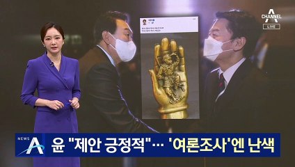 윤석열 “安 단일화 제안 긍정적”…‘여론조사’엔 난색