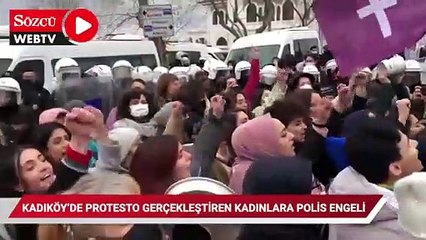 Download Video: Kadıköy'de tencere tavalı protesto gerçekleştiren kadınlara polis engeli