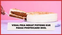 Viral Pria Nekat Potong Kue Pakai Photocard Idol, Warganet: Rasa Kuenya Pasti Berubah Jadi Ganteng