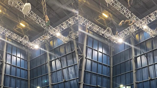 'Acrobat reaches INSANE height while bouncing on a MASSIVE trampoline (ACRONET)'