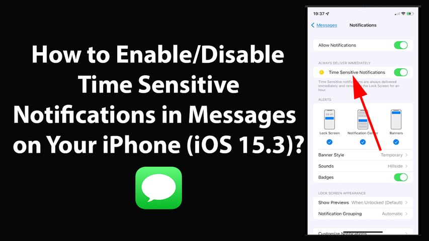 How to Enable/Disable Time Sensitive Notifications in Messages on Your  iPhone (iOS 15.3)? - video Dailymotion