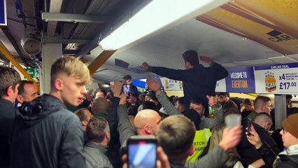 Leeds United fans sing for Stuart Dallas at Goodison Park