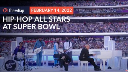 Eminem kneels at Super Bowl’s high-wattage hip-hop halftime show