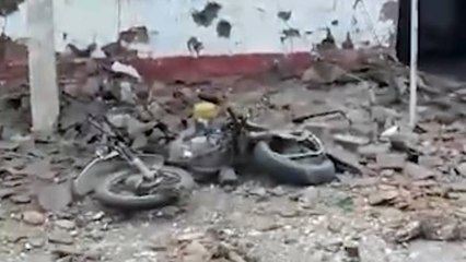 Las imágenes de Caloto, Cauca, tras la explosión de una moto bomba