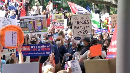 Thousands of NSW nurses strike over pay and staffing