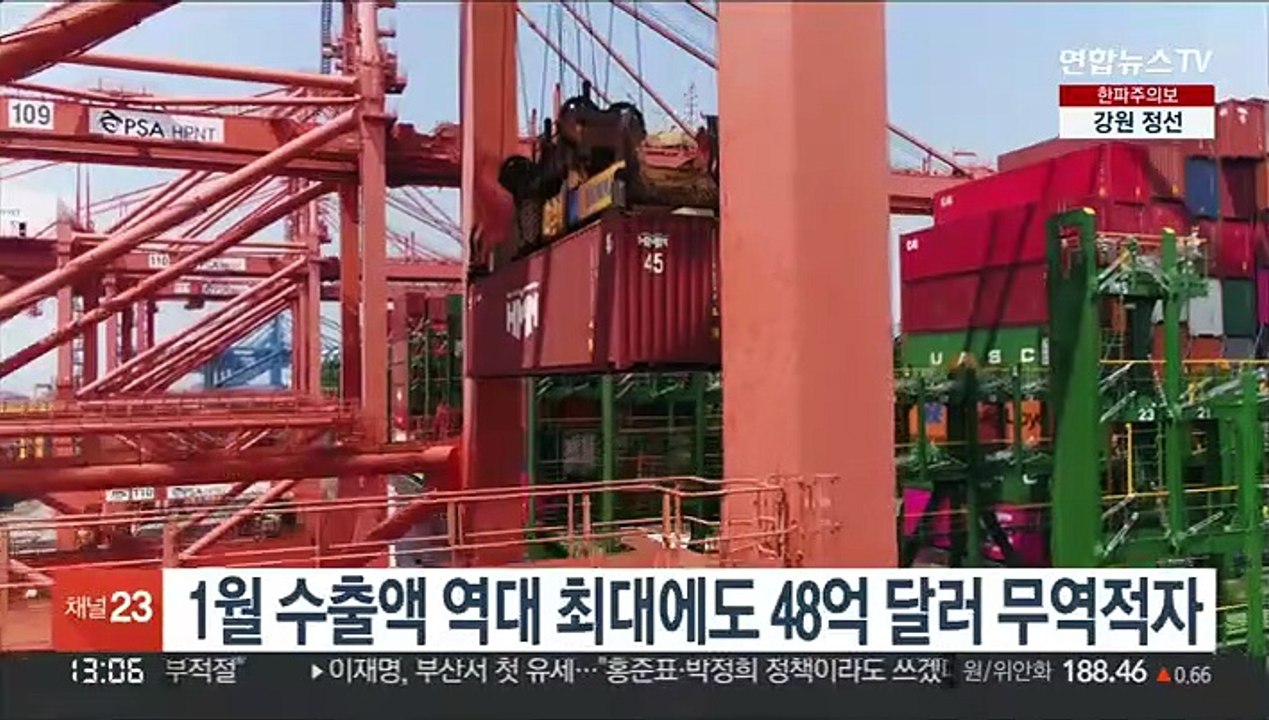 1월 수출액 역대 최대에도 48억 달러 무역적자