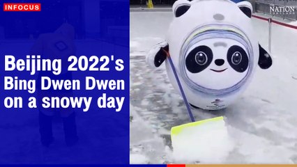 Beijing 2022's Bing Dwen Dwen on a snowy day | The Nation Thailand