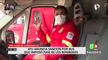 ATU inicia proceso sancionador contra empresa de bus que impidió tránsito de bomberos