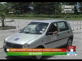 Kadar bayaran lesen memandu dijangka menurun