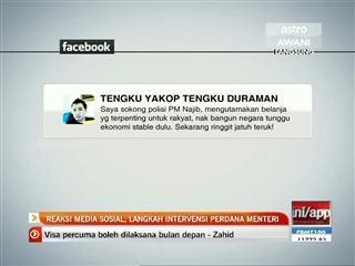 Reaksi di media sosial, langkah intervensi Perdana Menteri