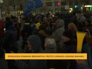 Penduduk Romania berhimpun, protes undang-undang baharu