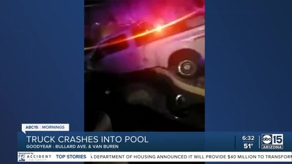 Police investigate crash into a backyard pool in Goodyear