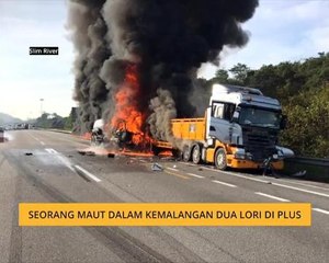 Seorang maut dalam kemalangan dua lori di PLUS