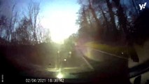 Shocking dash-cam footage shows car driven by drunk driver fly through the air and narrowly miss family