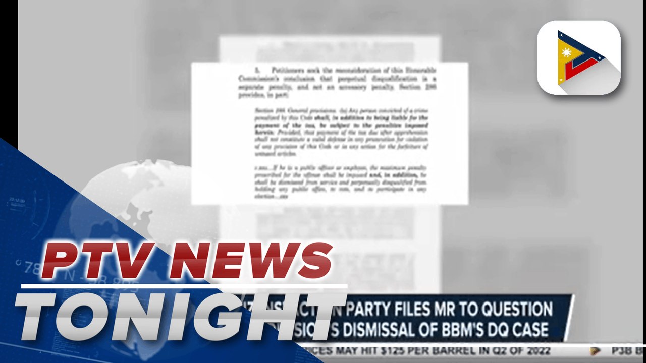 Akbayan Citizens’ Action Party files motion for reconsideration to question Comelec First Division's dismissal of BBM's DQ case; BBM spokesperson reminds petitioner that poll body's decision was unanimous | via Daniel Manalastas