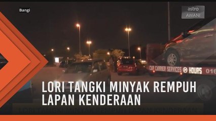 Lori tangki minyak rempuh lapan kenderaan