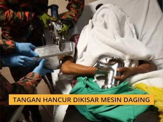 Tangan hancur dikisar mesin daging