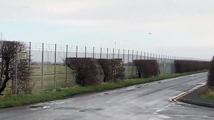 The Eurofighter Typhoon - which caused a supersonic boom heard across Lancashire - takes off at Warton Aerodrome