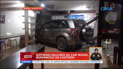 Kotseng nililinis sa car wash sa GenSan, bumangga sa canteen | UB