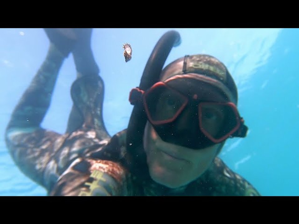 Free Diver Doing Training Finds Tiny Animal