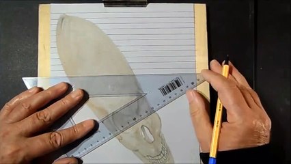 Drawing 3D Bad Skull - Trick Art on Lined Paper - How to Draw Skull