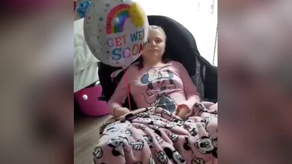 Talia Foster has had nine hours of surgery to correct a curvature of the spine