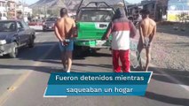 Exhiben semidesnudos a 2 presuntos ladrones en Huajuapan, en la Mixteca de Oaxaca