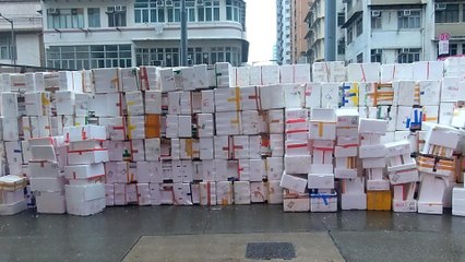 Styrofoam boxes pile up across Hong Kong after truckers told mainland China no longer taking them