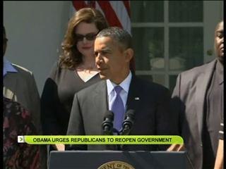 Obama urges Republicans to reopen government