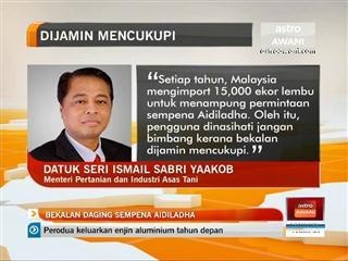 Bekalan daging mencukupi menjelang Aidiladha