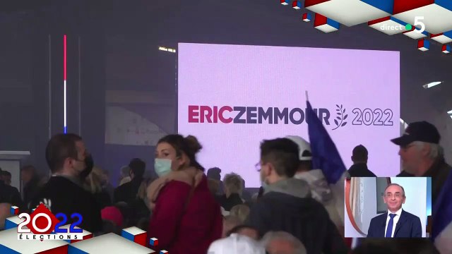 Extrait du reportage de C à vous sur le déplacement d'Eric Zemmour à Saulieu où il est accueilli par sa directrice de campagne et compagne, Sarah Knafo