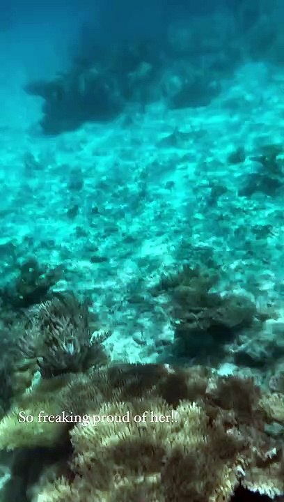 Frédérick Bousquet et sa fille Manon en vacances à Tahiti.