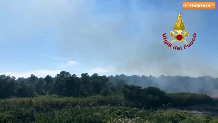 Lecce, i canadair intervengono per spegnere un incendio