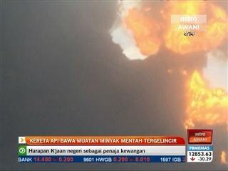 Keretapi bawa muatan minyak mentah tergelincir