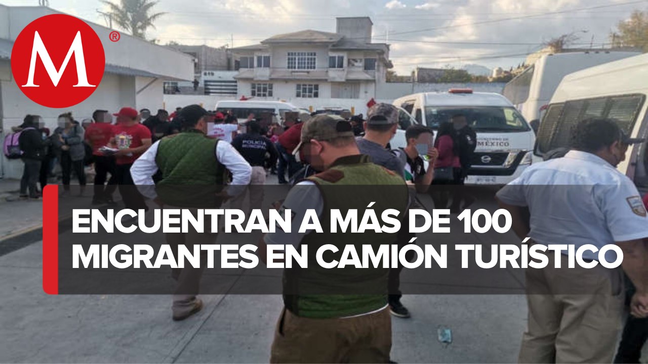 Detienen camión de turismo con 120 migrantes en Acajete, Puebla