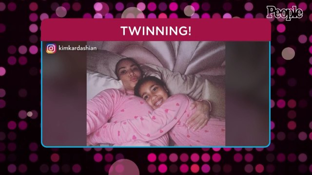 Kim Kardashian Shares Selfies Twinning with Daughter North, 8, in Matching Pink Heart Pajamas