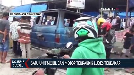 Satu Unit Mobil Dan Motor Terparkir Ludes Terbakar