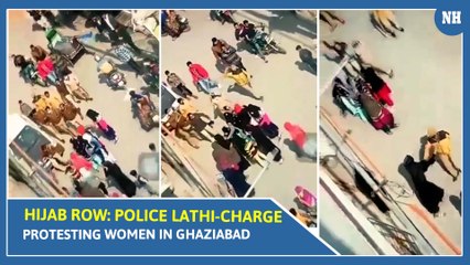 Hijab row Police lathi-charge protesting women in Ghaziabad, video goes viral