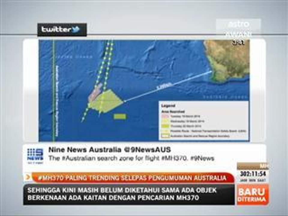 #MH370 paling trending selepas pengumuman Australia