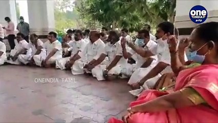 ரவுடிகளை இறக்கிட்டாங்க! திடீரென கோவை ஆட்சியர் அலுவலம் முன் அமர்ந்த எஸ்பி வேலுமணி.. பெரும் போராட்டம்